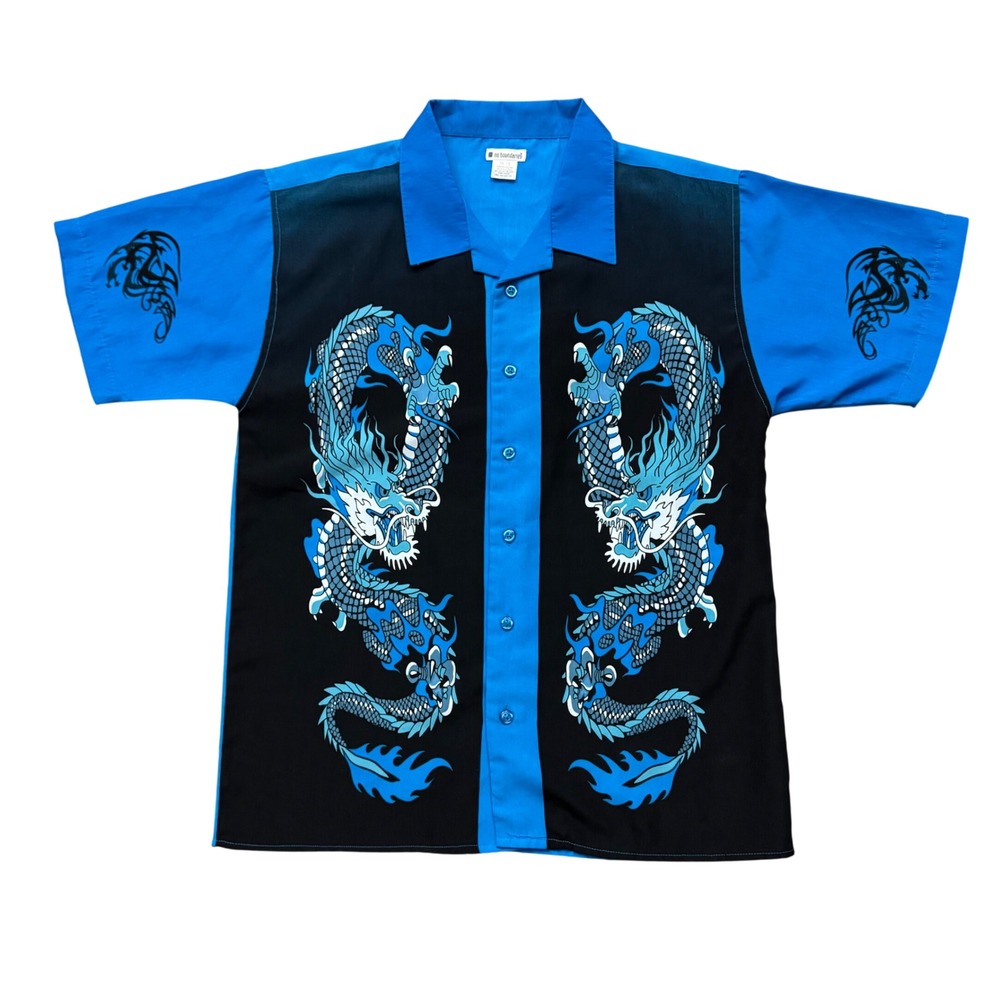 Vintage Y2K No Boundaries Tribal Dragon Button Shirt Youth 16/18